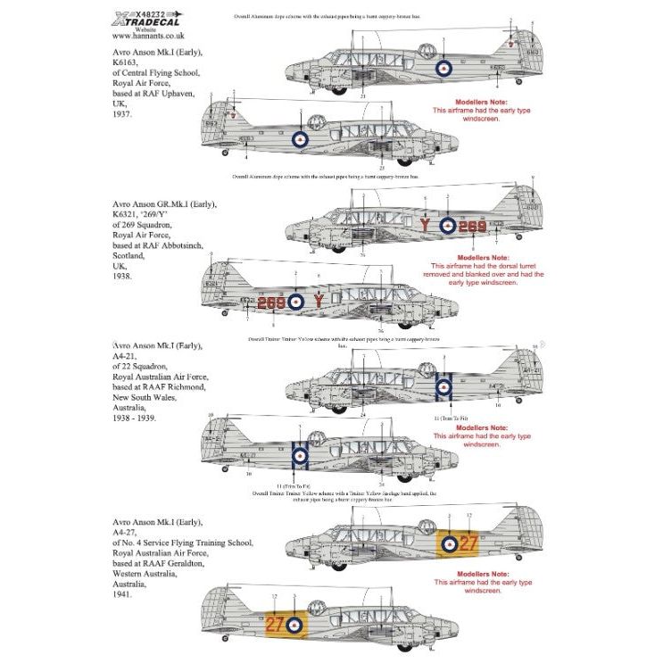 Xtradecal [X48232] Avor Anson Mk.I Collection, Pt.2, 1/48