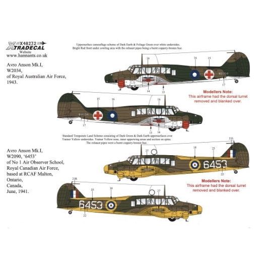 Xtradecal [X48232] Avor Anson Mk.I Collection, Pt.2, 1/48
