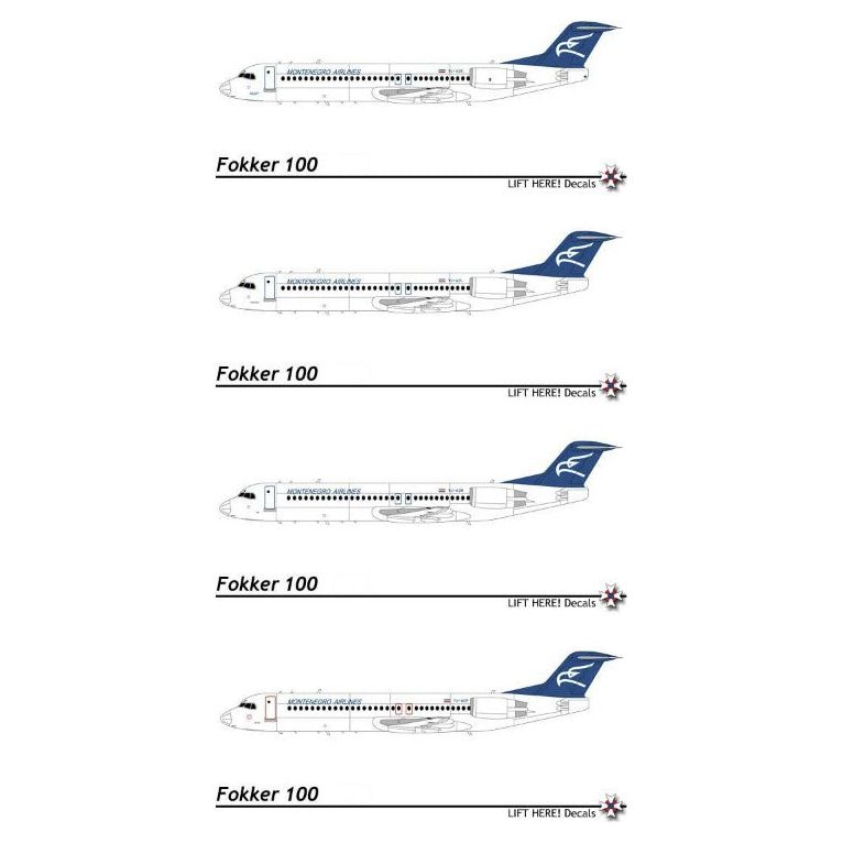 Lift Here [ 101-LH] Montenegro Airlines Fokker 100, 1/144 ↨