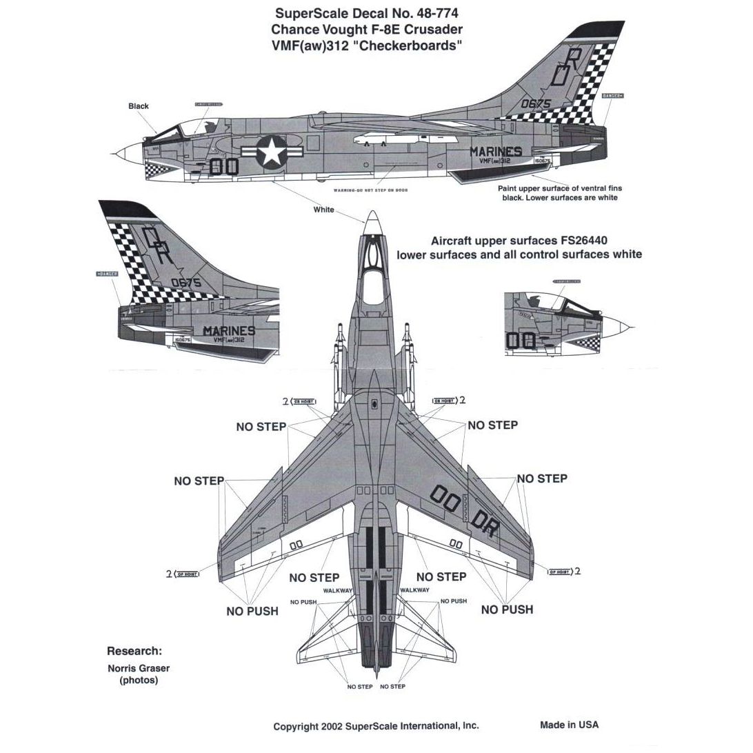 Superscale [MD48-774] F-8E Crusader VMF(AW)-312 Checkboards, 1/48