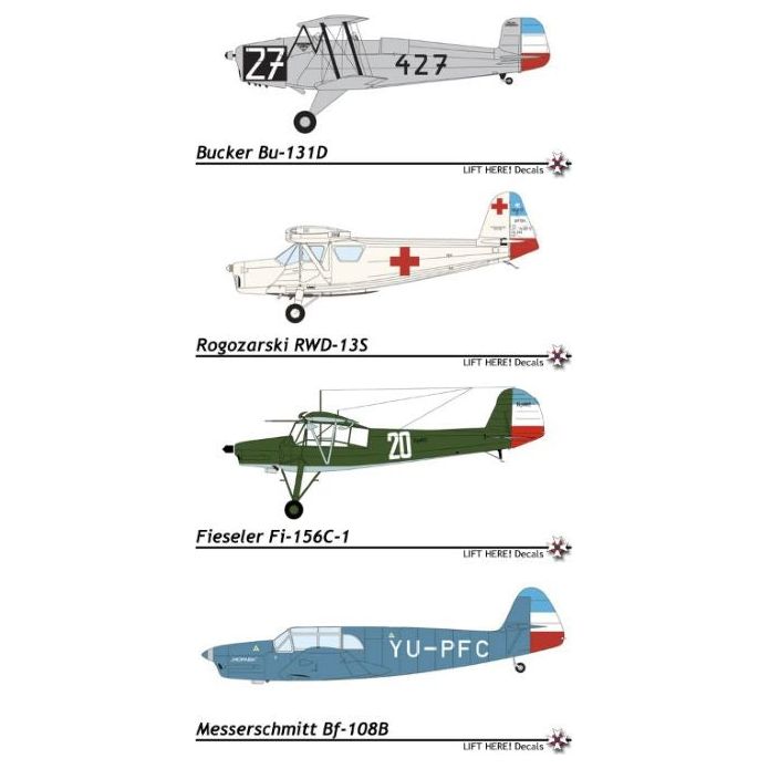 Lift Here [734-LH] forties - four Yugoslav light planes, 1/72