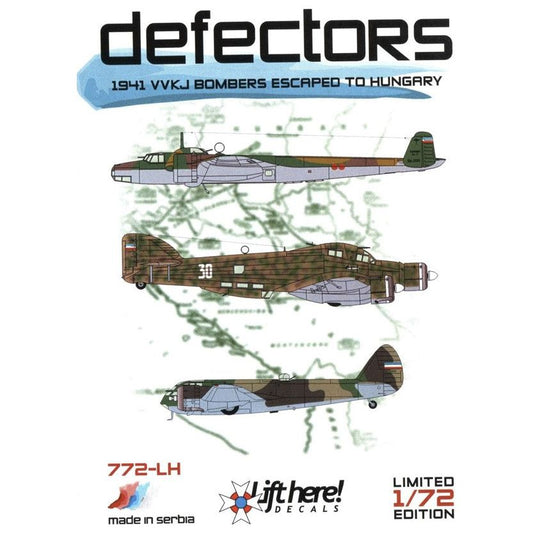 Lift Here [772-LH] defectors - 1941 VVKJ Bombers escaped to Hungary, 1/72 ↨