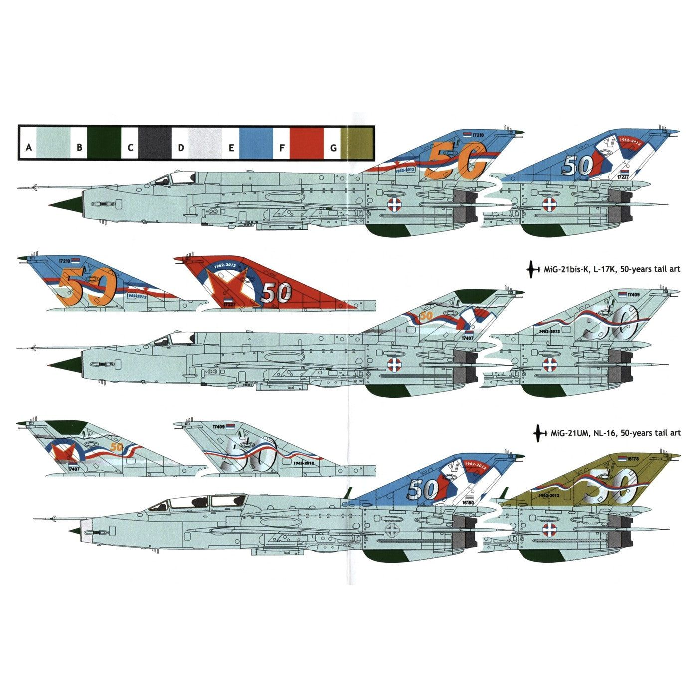 Lift Here [780-LH] jubilee - MiG-21's Golden Anniversary - tail art, 1/72