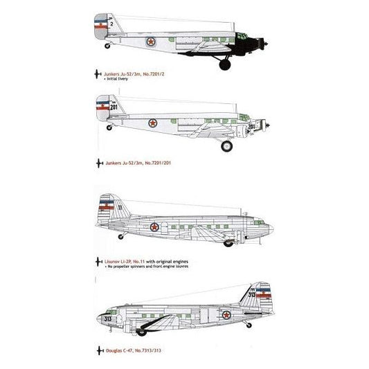 Lift Here [782-LH] “Airtrucks”, Yugoslav Ju-52, Ju W-34, C-47 & Li-2, 1/72 ↨