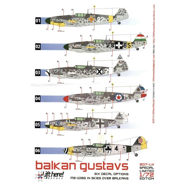 Lift Here [907-LH] “Balkan Gustavs”, Bf-109G in Skies Over Balkan, 1/72
