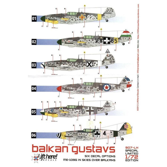 Lift Here [907-LH] “Balkan Gustavs”, Bf-109G in Skies Over Balkan, 1/72 ↨