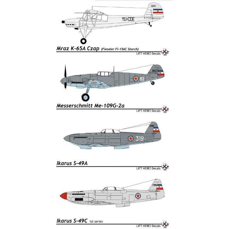 Lift Here [H-72LH] S-49A, S-49C, Il-2, Yak-3, Bf-109G-2, Storch, 1/72