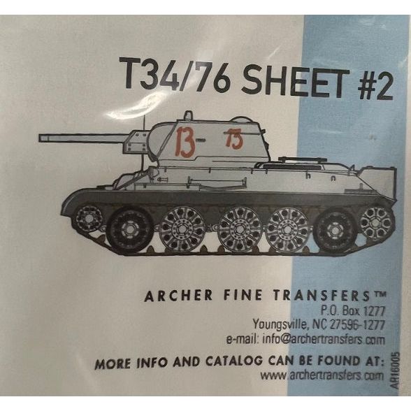 Archer [AR16005] Soviet T-34/76 turret markings #2, 1/16