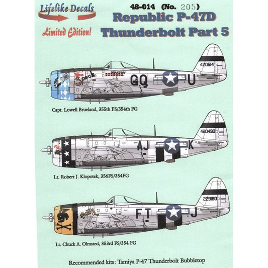 Lifelike [LL48-014] Republic P-47D Thunderbolt Pt.5, 1/48 ↨