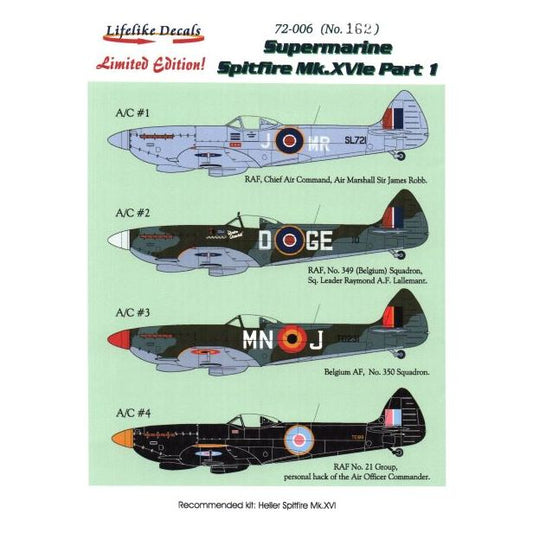 Lifelike [LL72-006] Supermarine Spitfire Mk XVIe Pt 1, 1/72 ↨