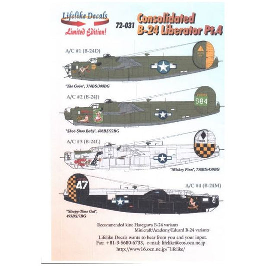 Lifelike [LL72-031] B-24 Liberator pt.4, 1/72 ↨