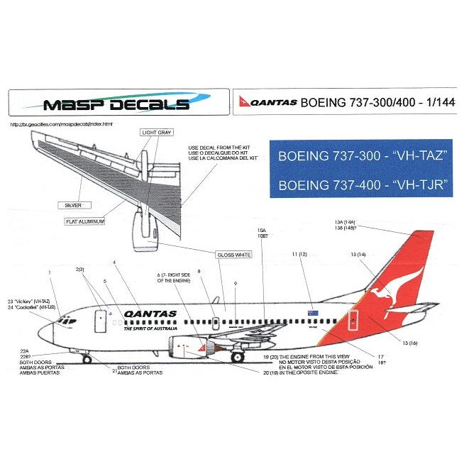 MASP Decals [MASP4-40] Qantas B.737-300/400, 1/144