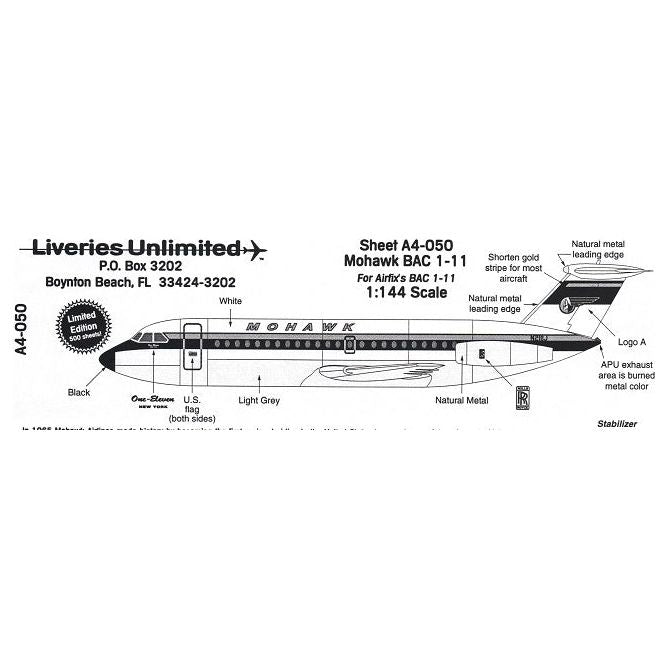 Liveries Unlimited [LUA4-050] Mohawk Air - BAC 1-11 (Airfix), 1/144