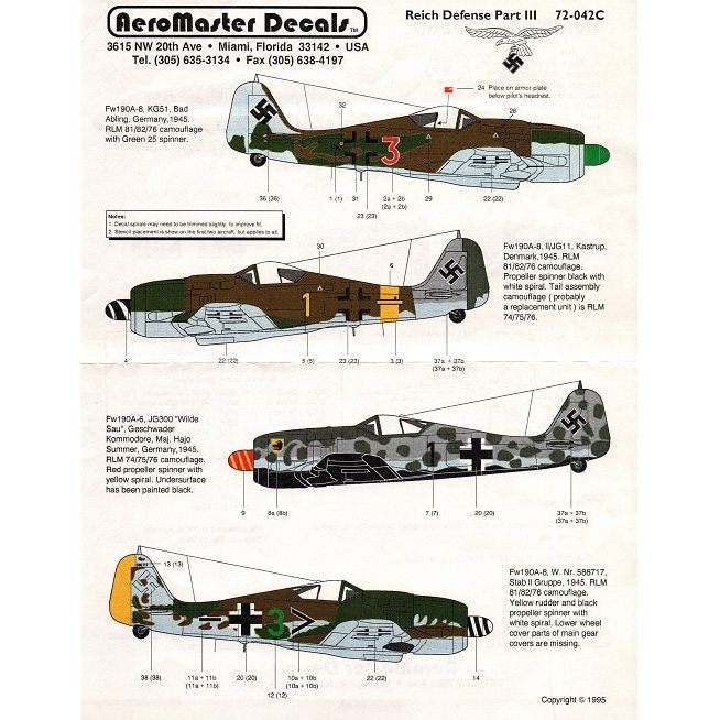 Aeromaster [AM72-042] Reich Defense - Part III (Fw-190), 1/72