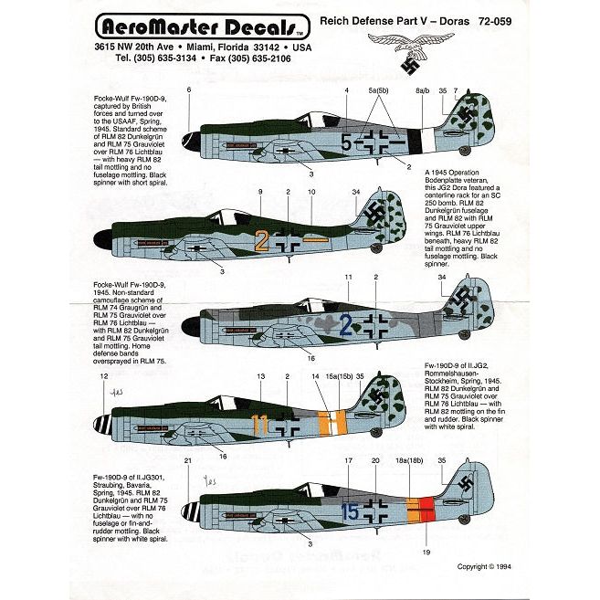 Aeromaster [AM72-059] Reich Defence - Part V (Fw-190D), 1/72