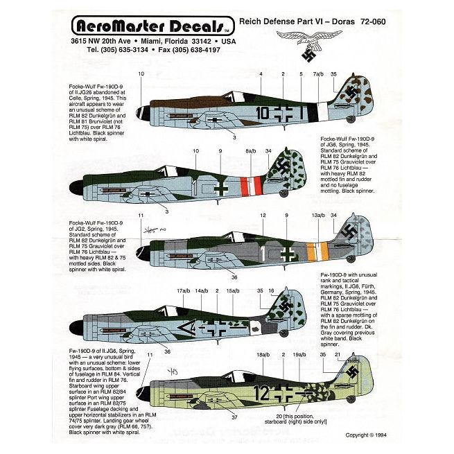 Aeromaster [AM72-060] Reich Defense - Part VI (Fw-190D), 1/72