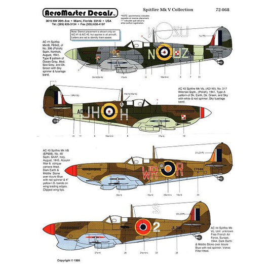 Aeromaster [AM72-068] Spitfire Mk.V Collection, 1/72