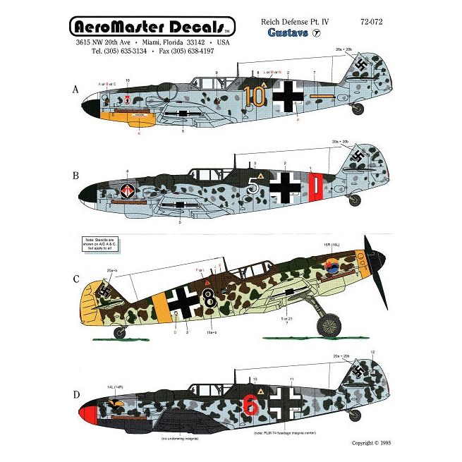 Aeromaster [AM72-072] Reich Defense - Part IV (Bf-109G) Gustavs, 1/72
