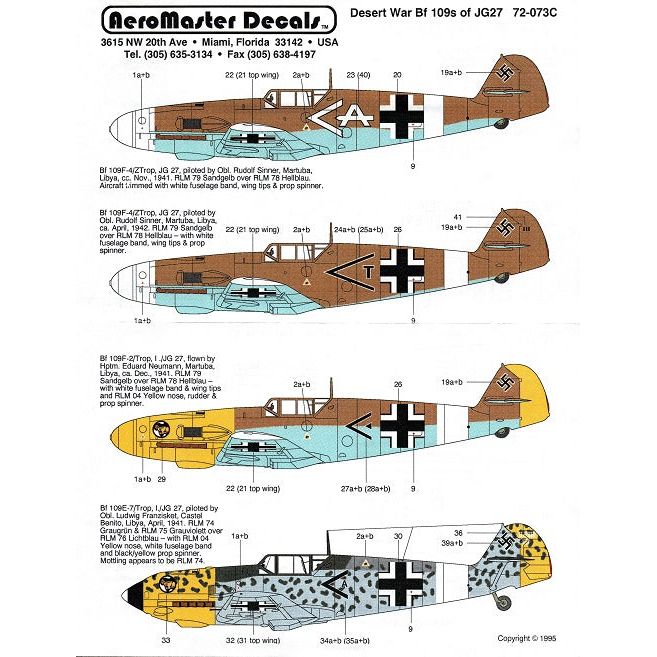 Aeromaster [AM72-073] Desert War Bf-109's of JG.27, 1/72
