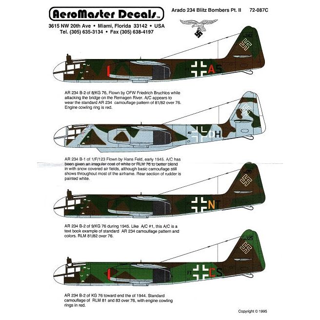 Aeromaster [AM72-087] Arado Ar-234 Blitz Bombers - Part 2, 1/72