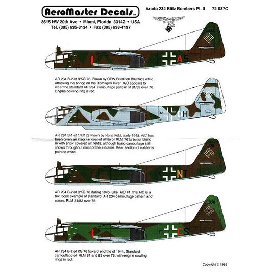 Aeromaster [AM72-087] Arado Ar-234 Blitz Bombers - Part 2, 1/72