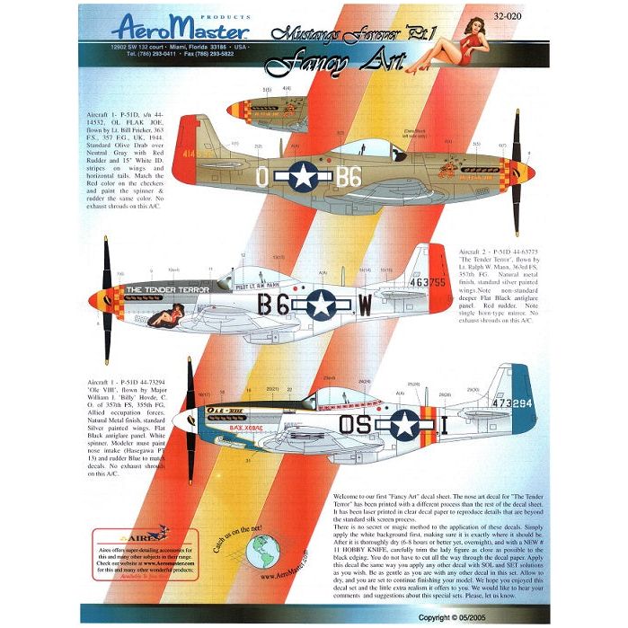 Aeromaster [AM32-020] Mustangs Forever Fancy Art, Pt.1 (P-51D's), 1/32