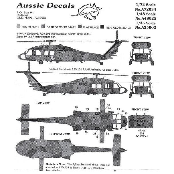 Aussie Decals [A48-025] RAAF Blackhawk helicopters, 1/48