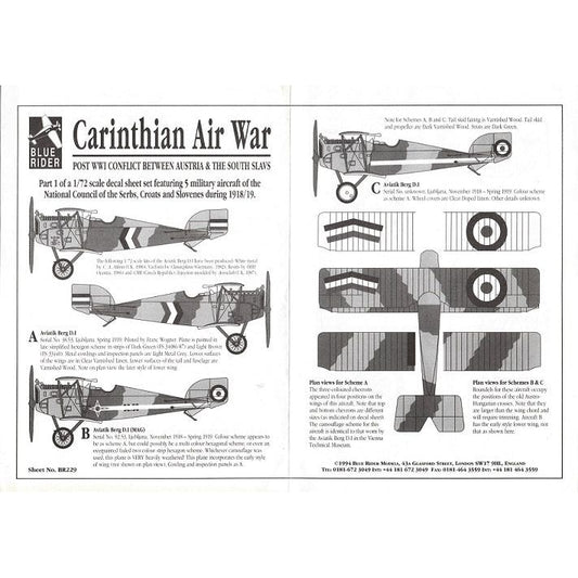 Blue Rider [BR229] Carinthian Air War - Post WWI conflict between Austria & Serbia 1918/19, 1/72