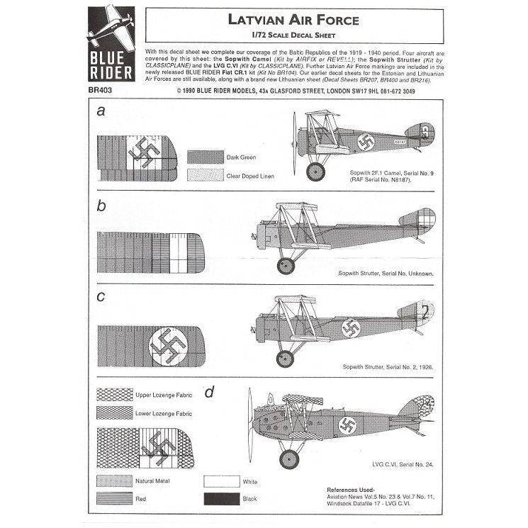 Blue Rider [BR403] Latvian Air Force 1919 - 1940, 1/72 – Model Matters
