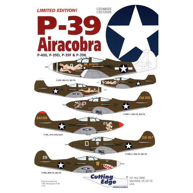 Cutting Edge [CED72035] P-39 Airacobra: P-400, P-39D, P-39F, P-39K, 1/72