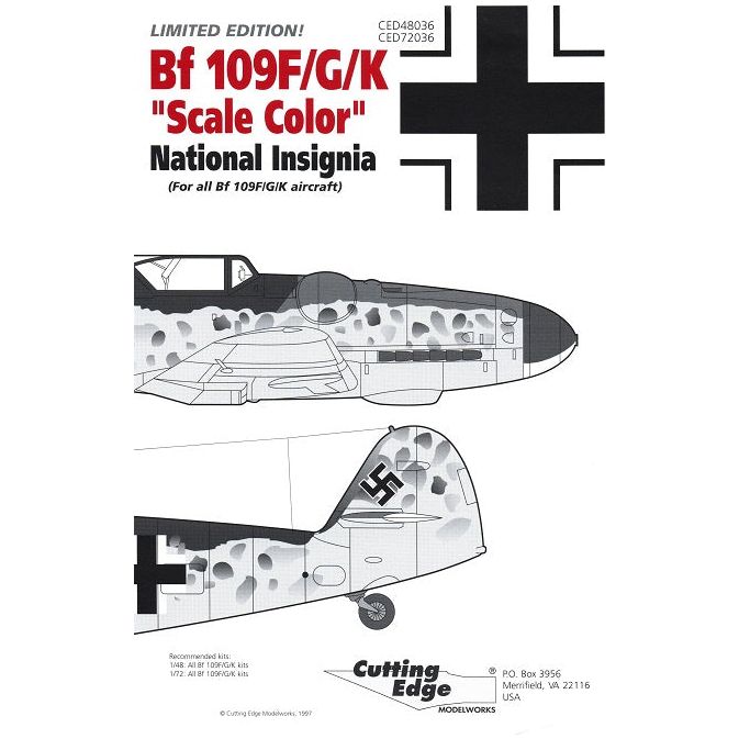 Cutting Edge [CED48036] Bf-109F/G/K National Insignia, 1/48