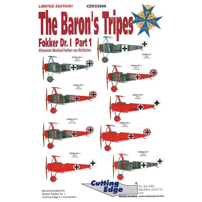 Cutting Edge [CED32066] The Baron's Tripes: Fokker DR.1 Part.1, 1/32