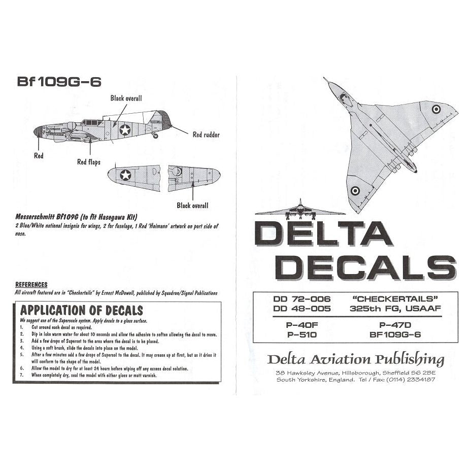 Delta Decal [DD72-006] Checkertails, P-51 & P-47, 325th FG USAAF, 1/72