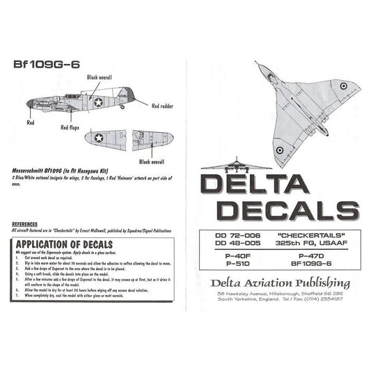 Delta Decal [DD72-006] Checkertails, P-51 & P-47, 325th FG USAAF, 1/72