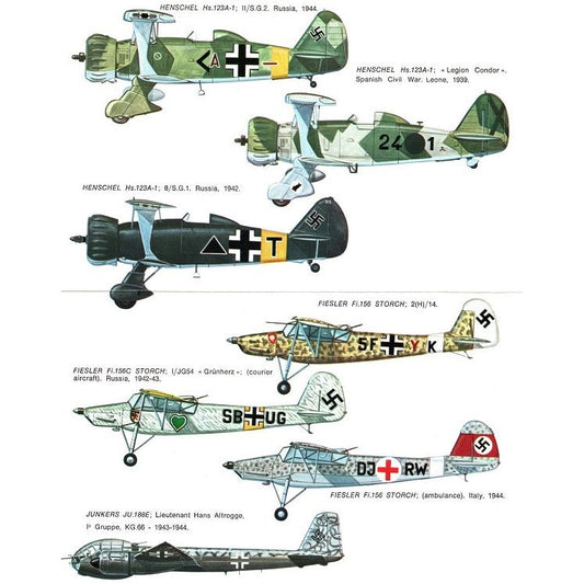 Esci [#69] Grerman A/F Hs-123, Fi-156 Storch, Ju-188E, 1/72,