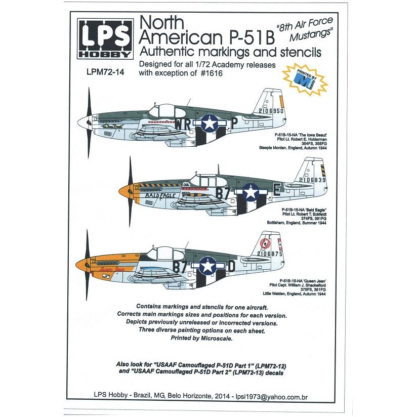 LPS Hobby [LPM72-14] N.A P-51B Mustang, 8th Airforce, 1/72