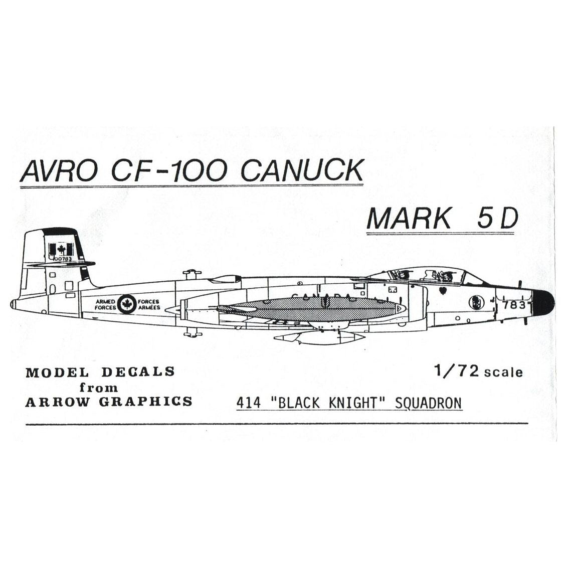 Model Decal [-] Avro CF-100 Canuck, 414 Black Knight Sqn., 1/72