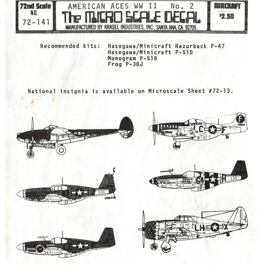 Superscale [MD72-141] American Aces (P-51, P-38, P-47): Duncan, Morris, England, Brown, Fiebelkorn, Turner, 1/72