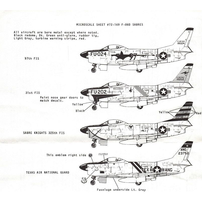 Superscale [MD72-169] F-86D Sabre Dog, 1/72