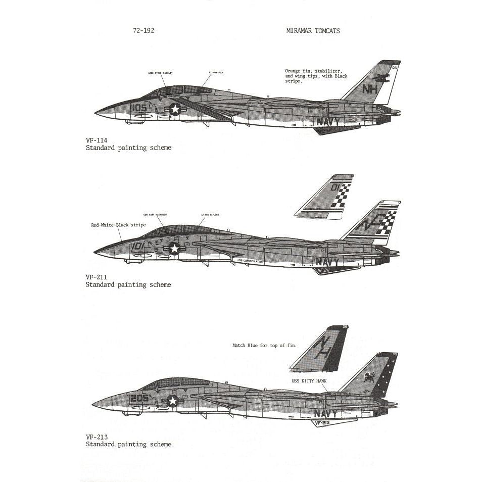 Superscale [MD72-192] Miramar F-14 Tomcats: VF-114, VF-213, VF-211, 1/72