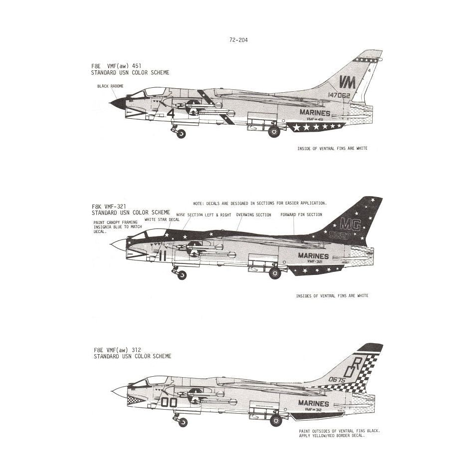 Superscale [MD72-204] USMC F-8 Crusader: VMF(AW)-451, VMF-321, VMF(AW)-312, 1/72
