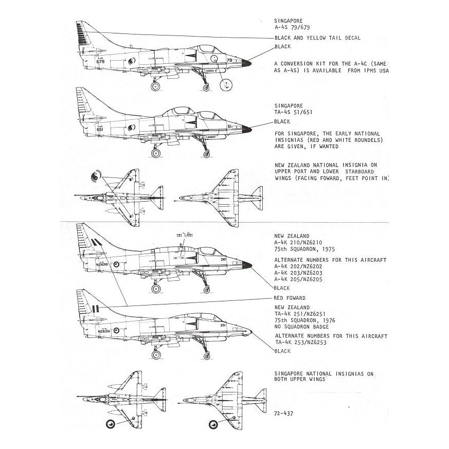 Superscale [MD72-437] A-4K & A-4S Skyhawks: RNZAF & Singapore AF, 1/72