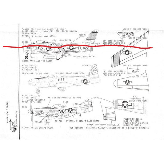 Superscale [MD72-244] Korean War Aces No.2: F-86E Sabre, F-80C Shooting Star, F-51D Mustang, F4U-5N Corsair (partial), 1/72