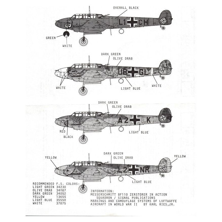Superscale [MD72-264] Messerschmitt Bf-110's, 1/72