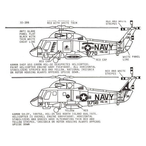 Superscale [MD72-396] Kaman SH2F Helicopter, HSL-32, HSL35 - 1975, 1/72