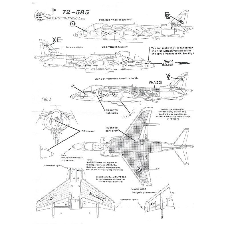 Superscale [MD72-585] AV-8B Super Harrier, VMA-331 (low-vis scheme), 1/72