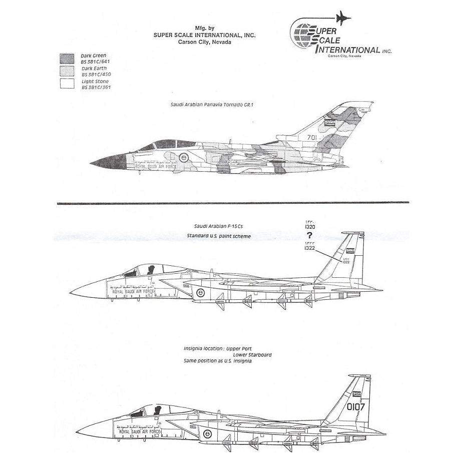 Superscale [MD72-615] Kuwaiti A-4KU Skyhawks & Mirage F.1CK; Suadi F-15C Eagle & Tornado, 1/72