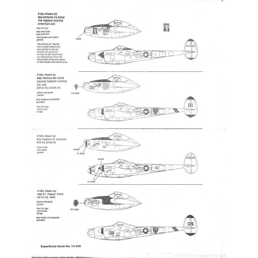 Superscale [MD72-630] P-38J & L Lightning Aces,1/72