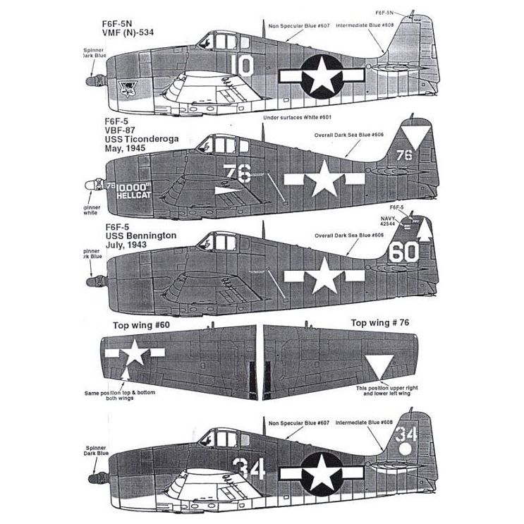 Superscale [MD72-736] F6F-3/5 Hellcats: VMF(N)-534, VBF-87 #60 USS Bennington, 1/72