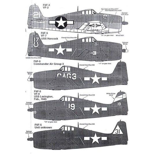 Superscale [MD72-737] F6F-3/5 Hellcats VF-2, VF-7, VF-8 & CAG-3, 1/72